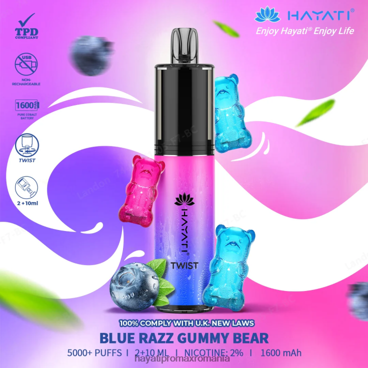 Hayati Twist de unică folosință ursuleț de gumă blue razz RNR0R64 - Hayati Vapes Wholesale Hayati Twist de unică folosință ursuleț de gumă blue razz RNR0R64 - Hayati Vapes Wholesale