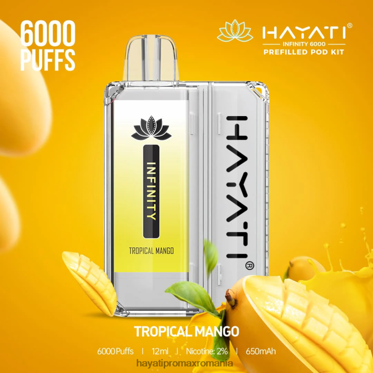 Hayati Infinity 6000 de truse de pod mango tropical RNR0R163 - Hayati Vape Company Hayati Infinity 6000 de truse de pod mango tropical RNR0R163 - Hayati Vape Company